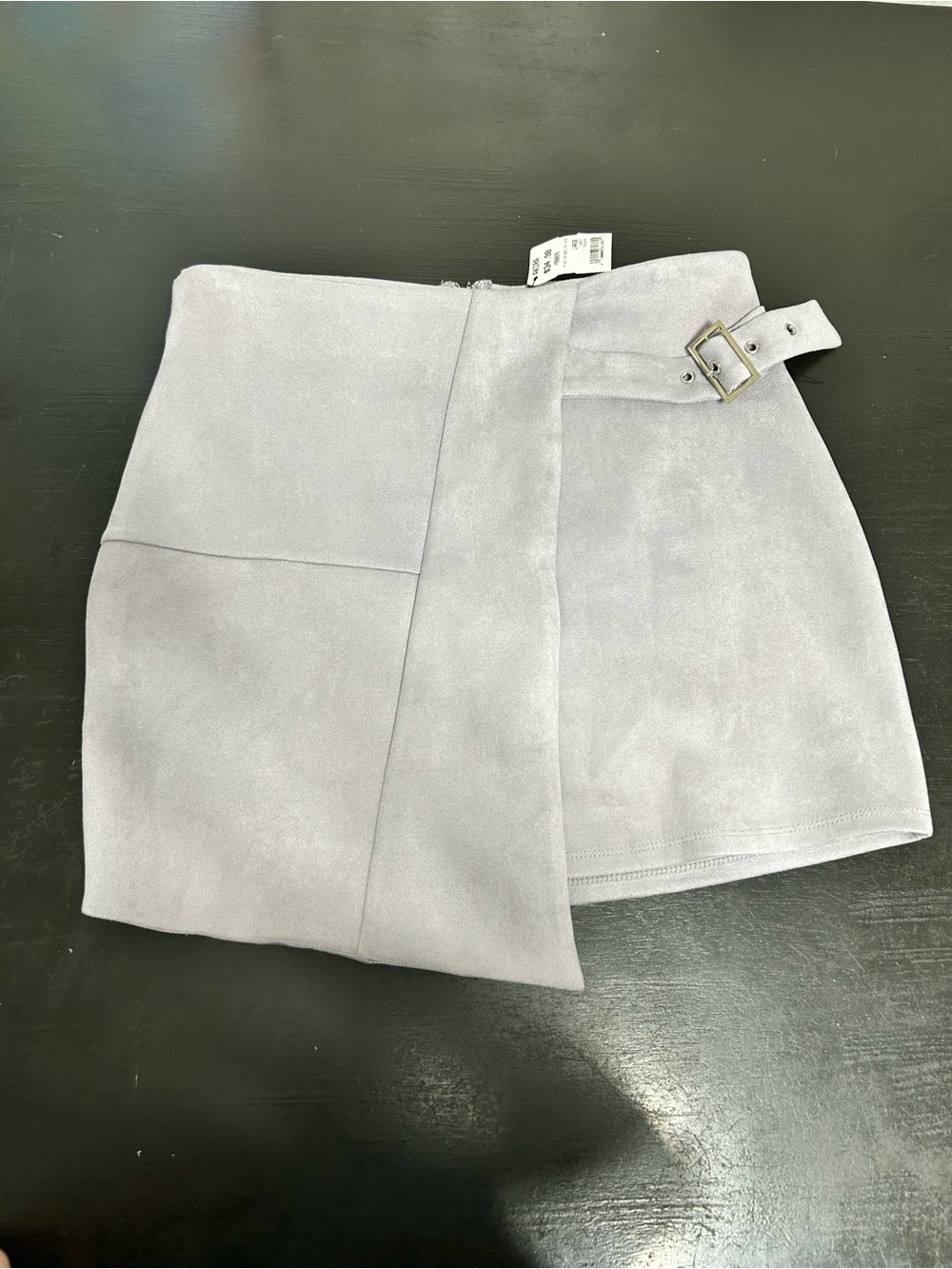 AKIRA Light purple Suede-Look Mini Skirt with Side Buckle
